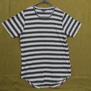 Jaywalker Men's Black Gray & White Striped Graphic Casual Dress L T-Shirt